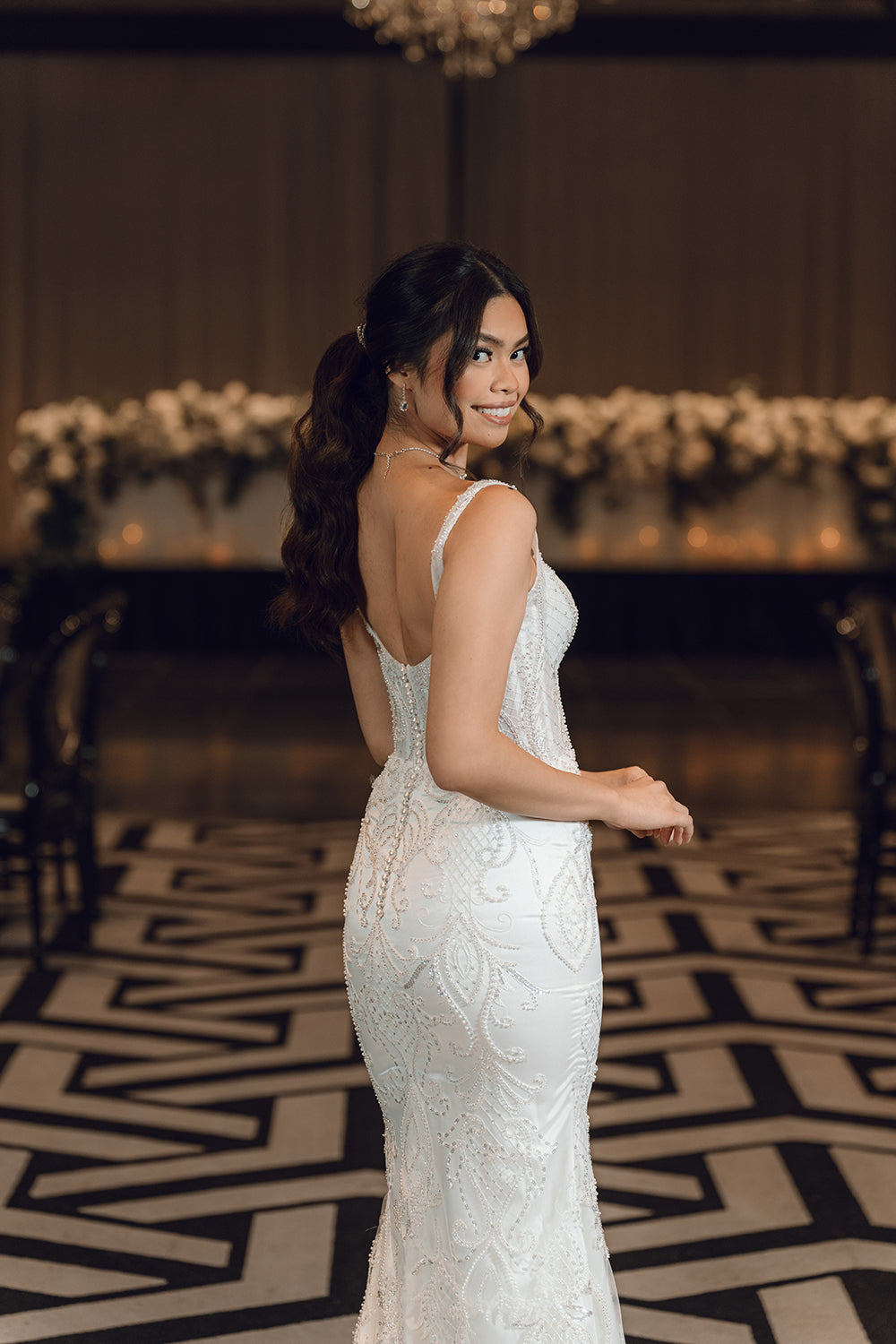 ELAINE-Fit and Flare Wedding Dress side look 