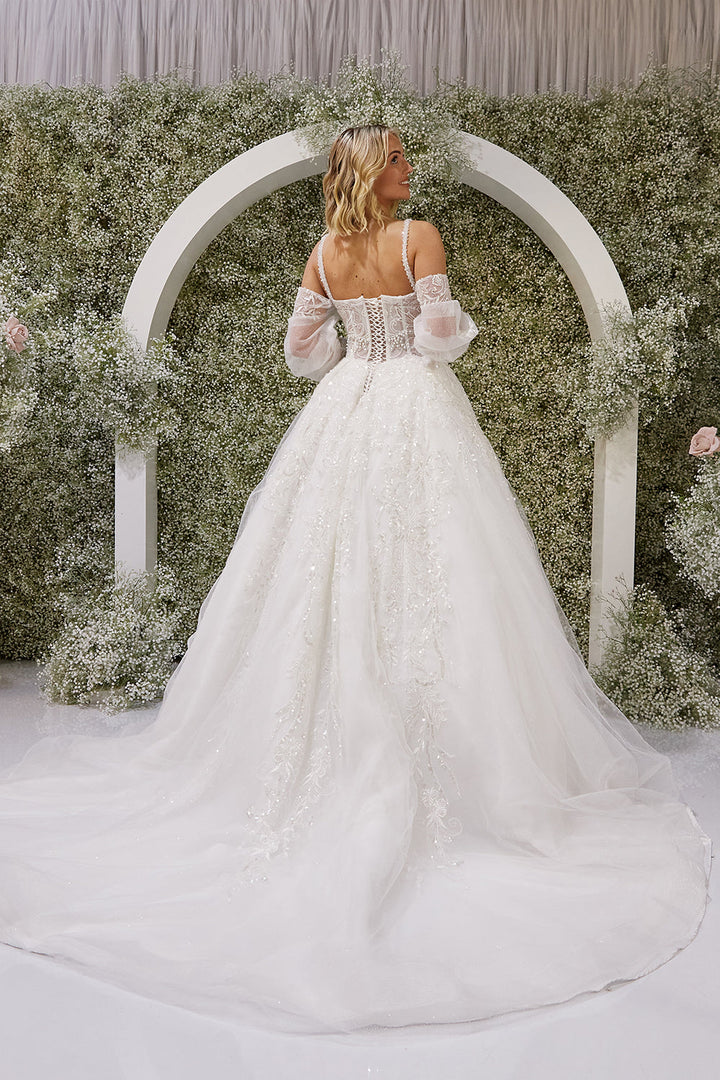 Merve-A line style wedding dress full back look 