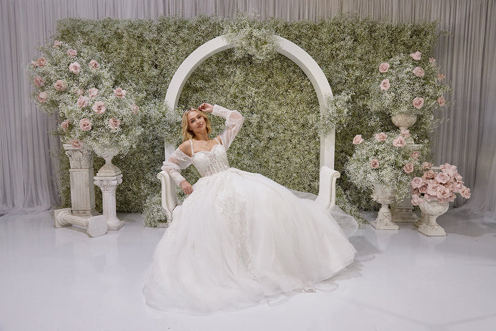 Merve-A line style wedding dress full front look 
