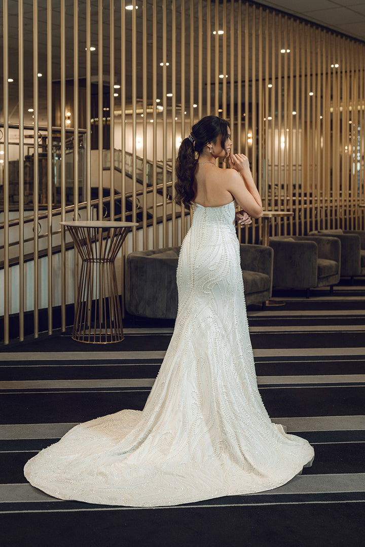 Nataly-Fit and Flare Wedding Dress full back look 