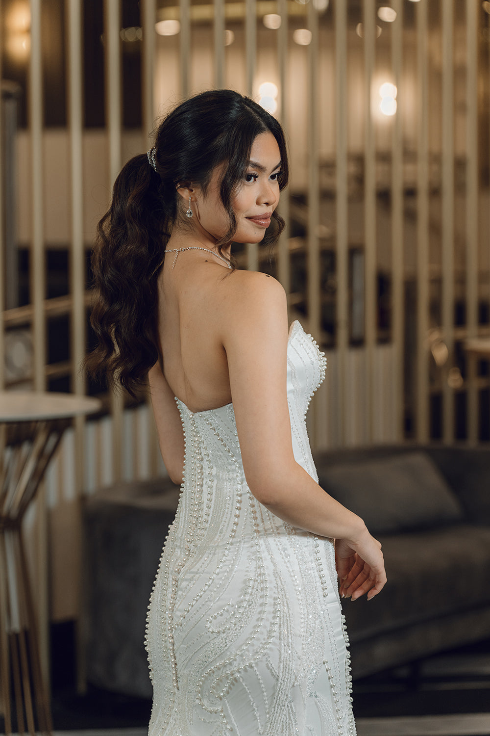 Nataly-Fit and Flare Wedding Dress side look 