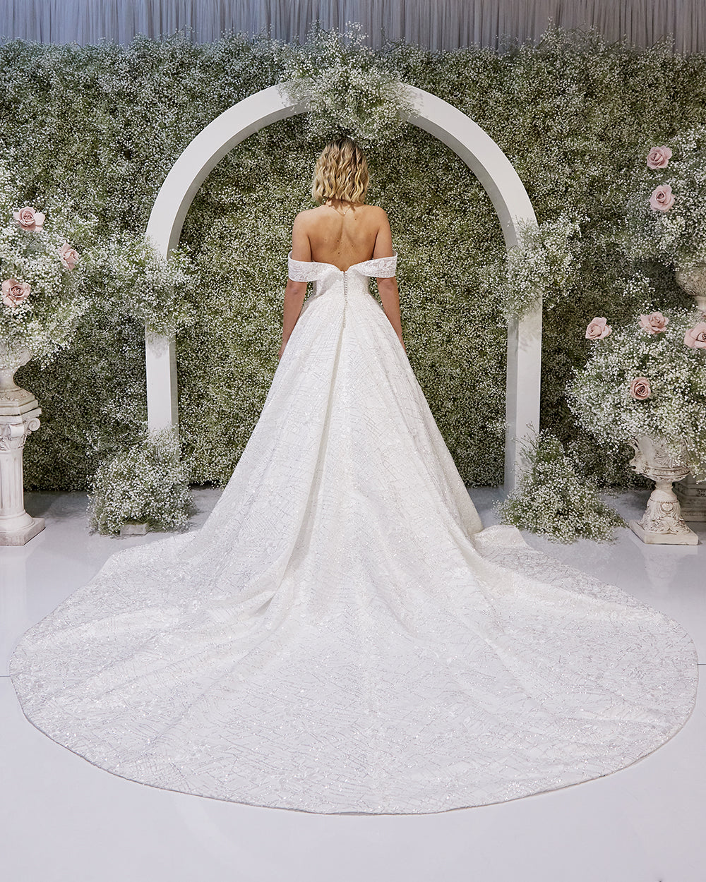 Rosalia-A line style wedding dress full back look 