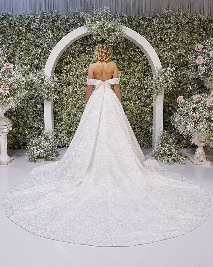 Rosalia-A line style wedding dress full back look 